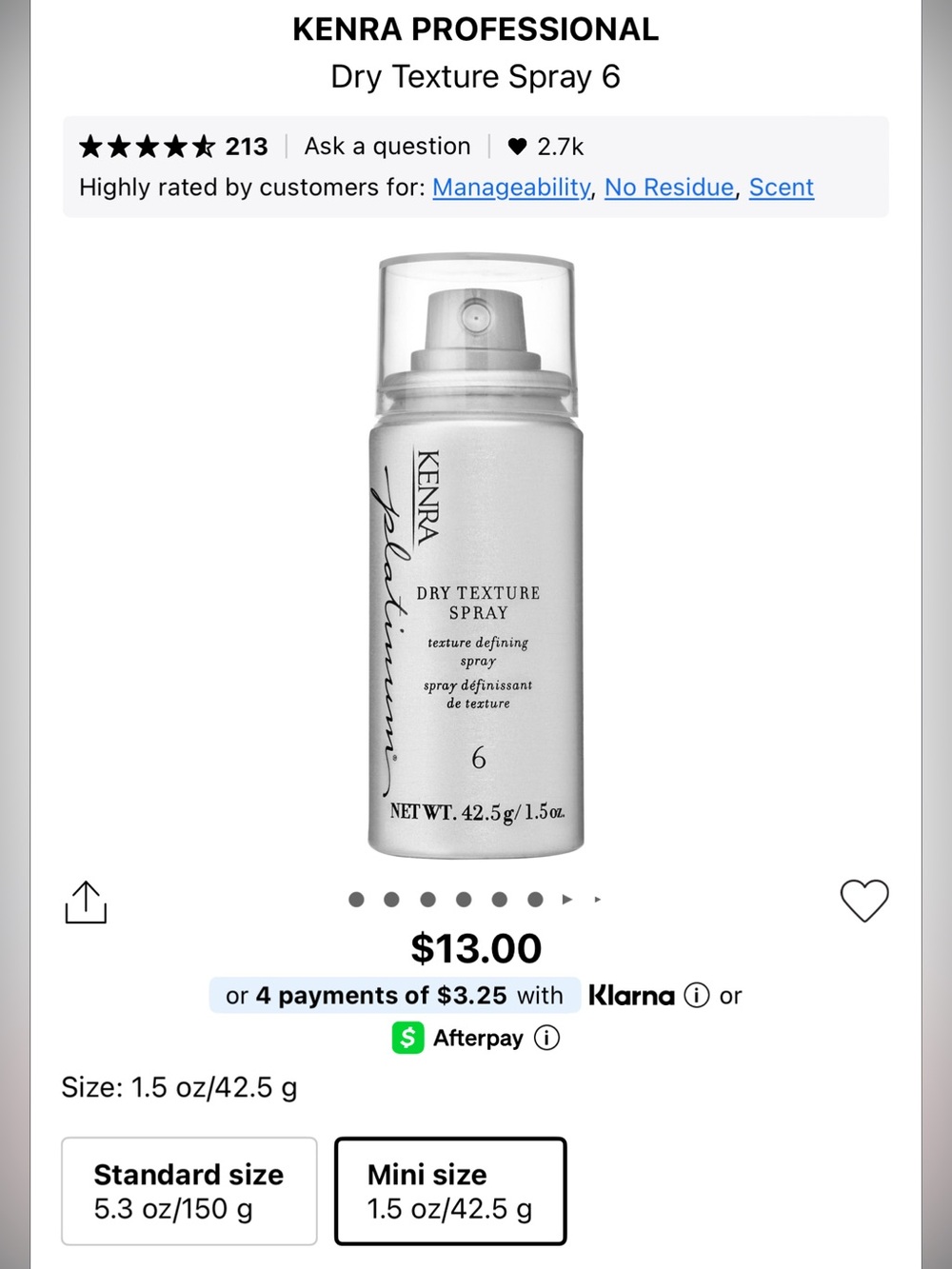 NEW! Kenra Professional Dry Texture Spray 6